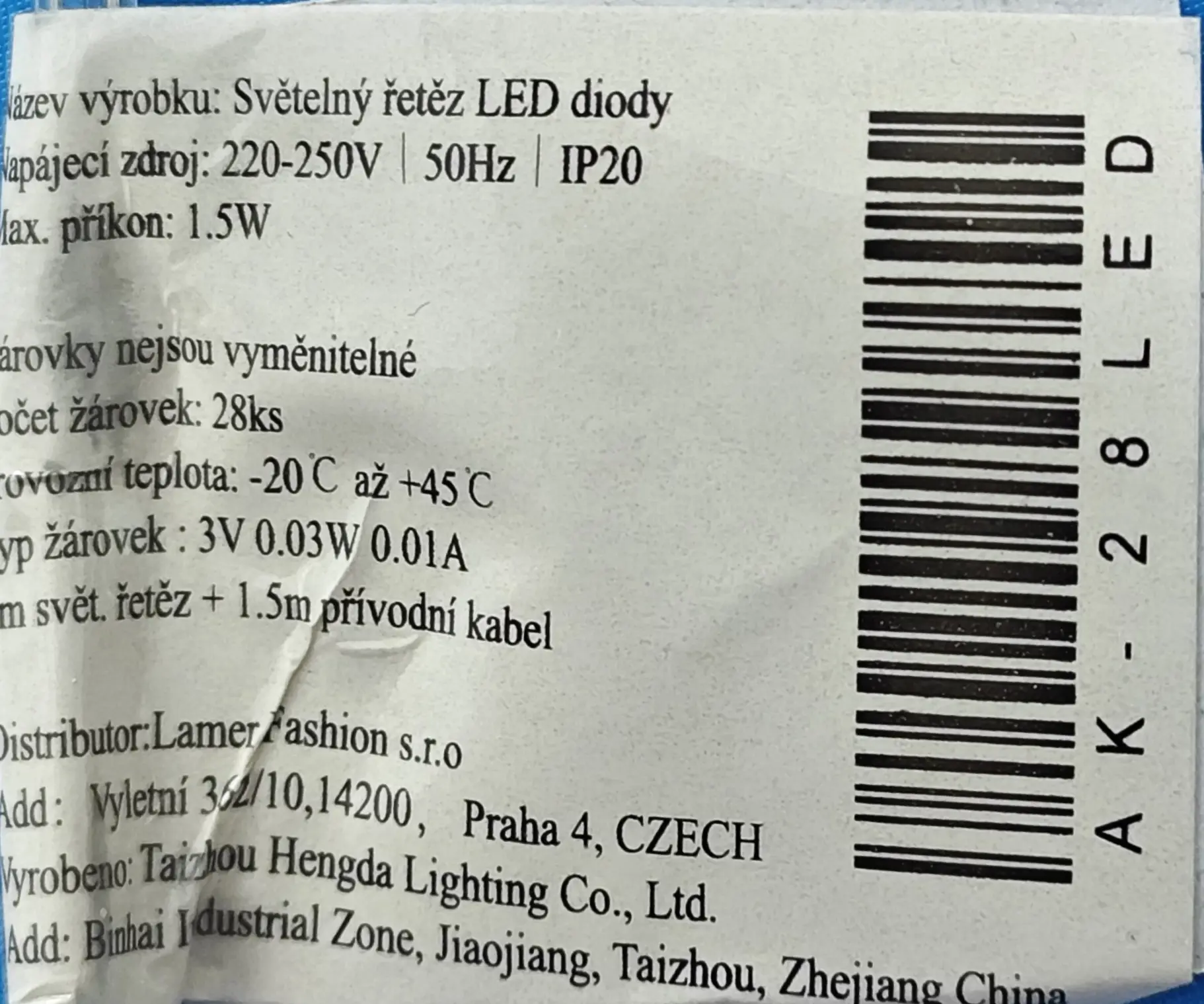 svetelný reťazec ak-28led, 