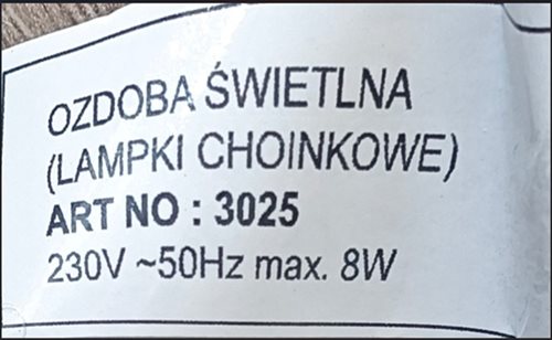 svetelný reťazec art no 3025 