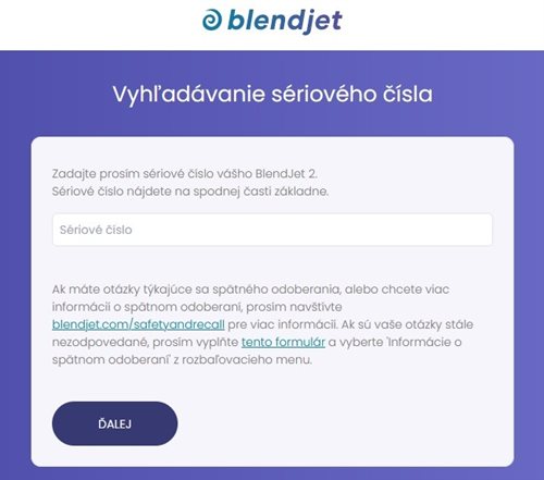 BlendJet 2, vyhľadávanie sériového čísla